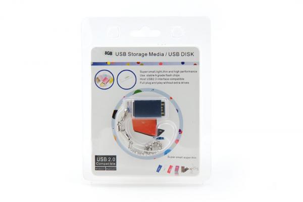 8GB NEON Turbo Slide HiSpeed USB2 Flash Drive ultra-compact (Blue) Box