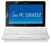 ASUS Seashell EEE PC1008HA, Atom N280 1.66GHz,XP Home,10" WSVGA,1GB RAM,160GB HDD,802.11BGN WiFi,BT,Webcam,White