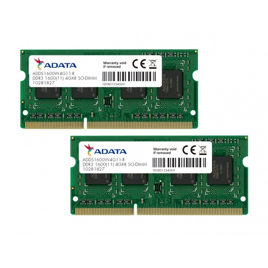 8GB AData DDR3 1600MHz SO-DIMM PC3-12800 CL11 Laptop
