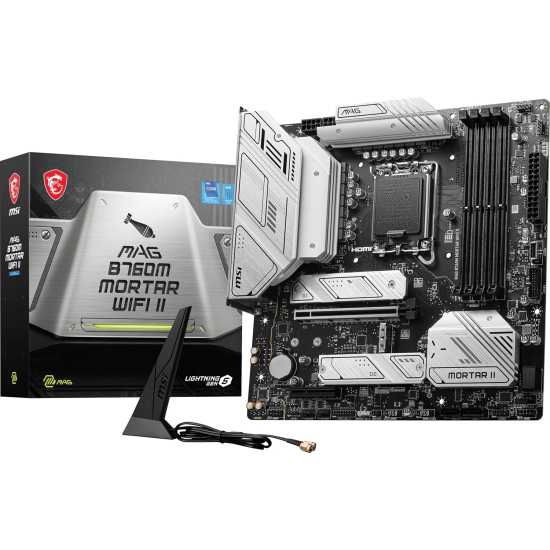 MSI MAG B760M MORTAR WiFi Ⅱ mATX LGA1700 MSI MAG B760M MORTAR WIFI II Intel B760 LGA 1700 micro ATX Motherboard