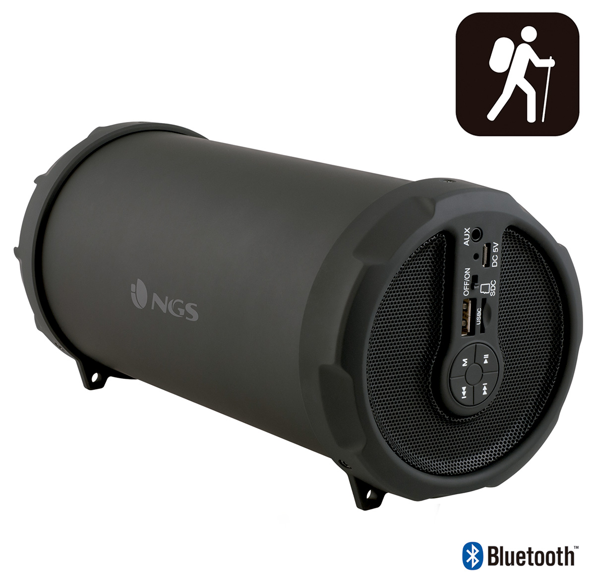 NGS Roller Flow 20W Bluetooth Speaker with FM Radio, USB Port, AUX
