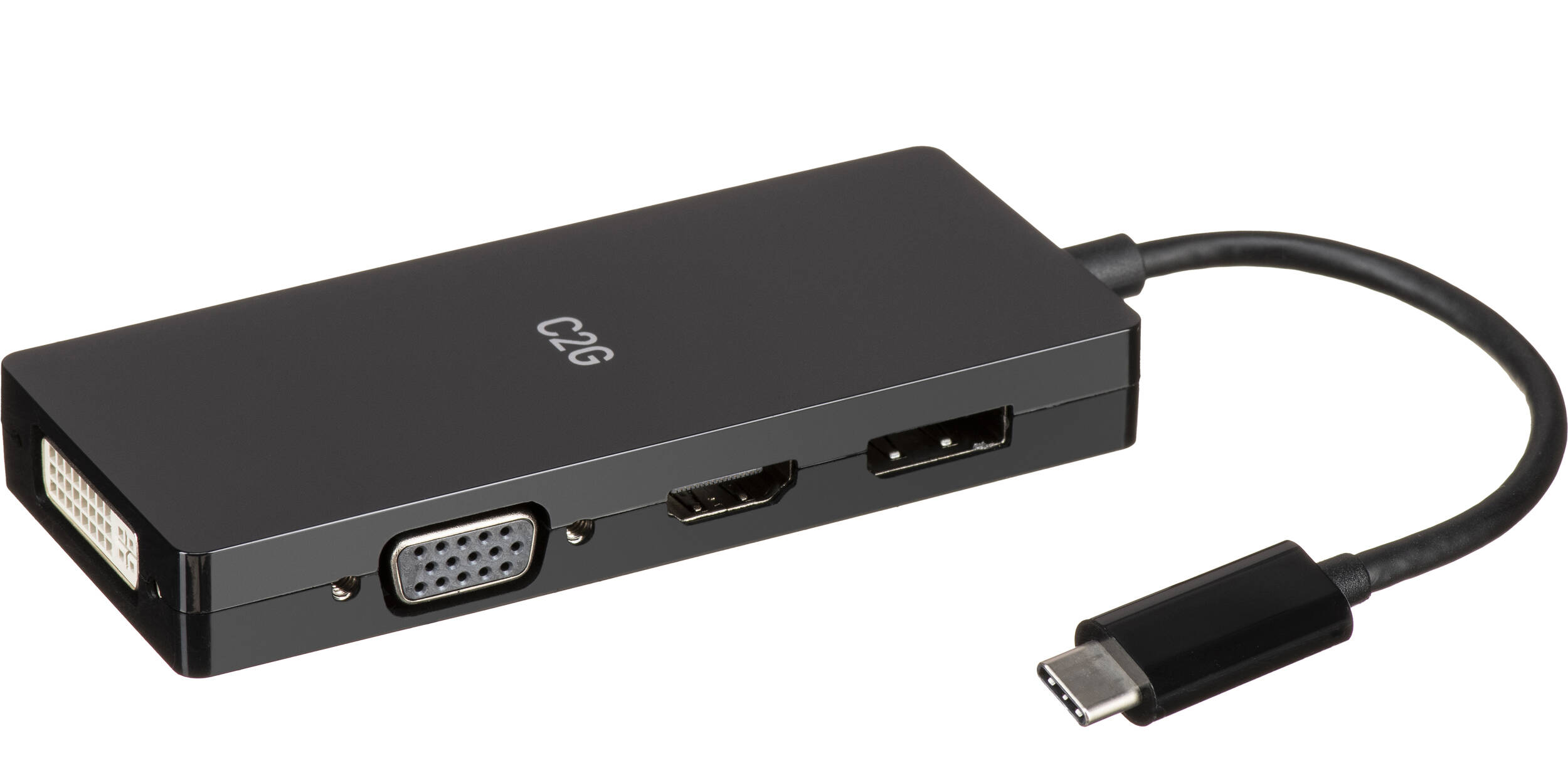 C2G USB Type C 4 In 1 Multi Port HDMI DisplayPort DVI & VGA Video Adapter