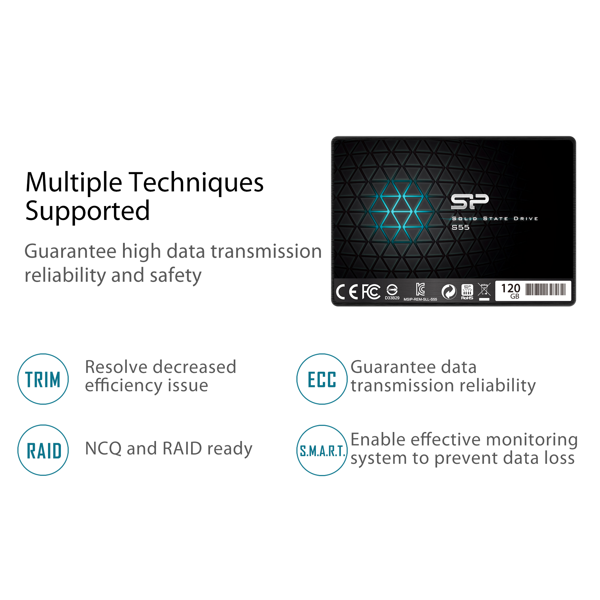 SATA III 2.5 7mm Silicon Power 60GB SSD S55 TLC Internal Solid State Drive- Free-download SSD Health Monitor Tool Included SP060GBSS3S55S25 0.28 SLC Cache Performance Boost 