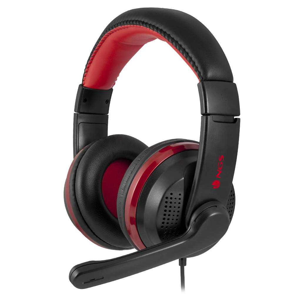 NGS USB Stereo Headphones with Microphone Black/Red