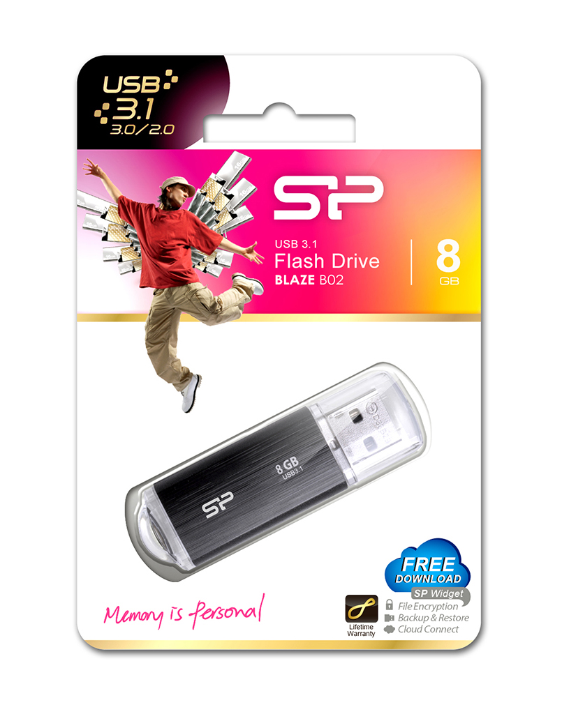 8GB Silicon B02 USB3.1 Flash Drive Black