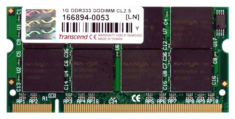 1GB Transcend DDR333 PC2700 DDR SO-DIMM laptop memory