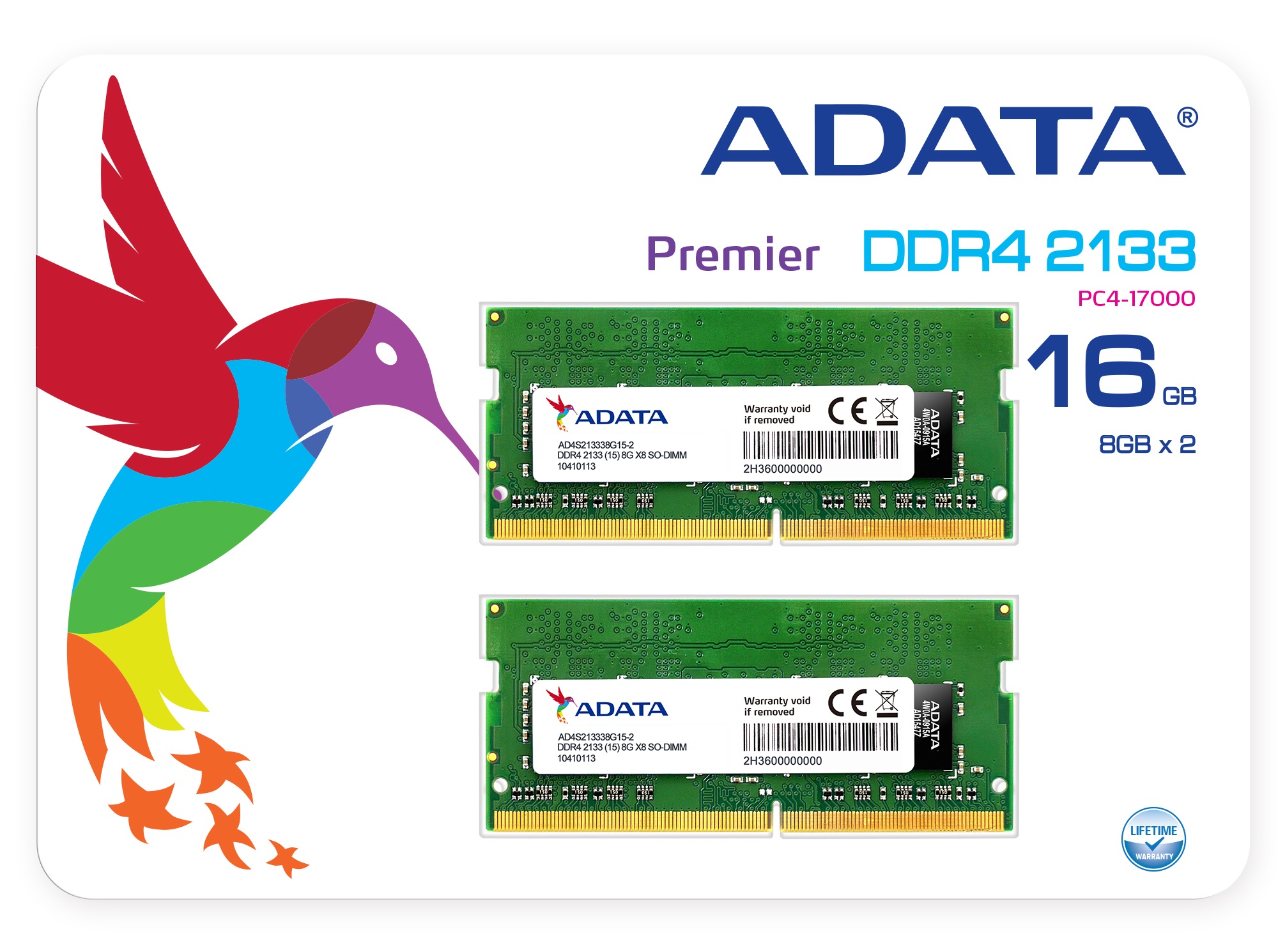 16GB AData DDR4 SO-DIMM Laptop Memory Kit 2133MHz PC4-17000 CL15
