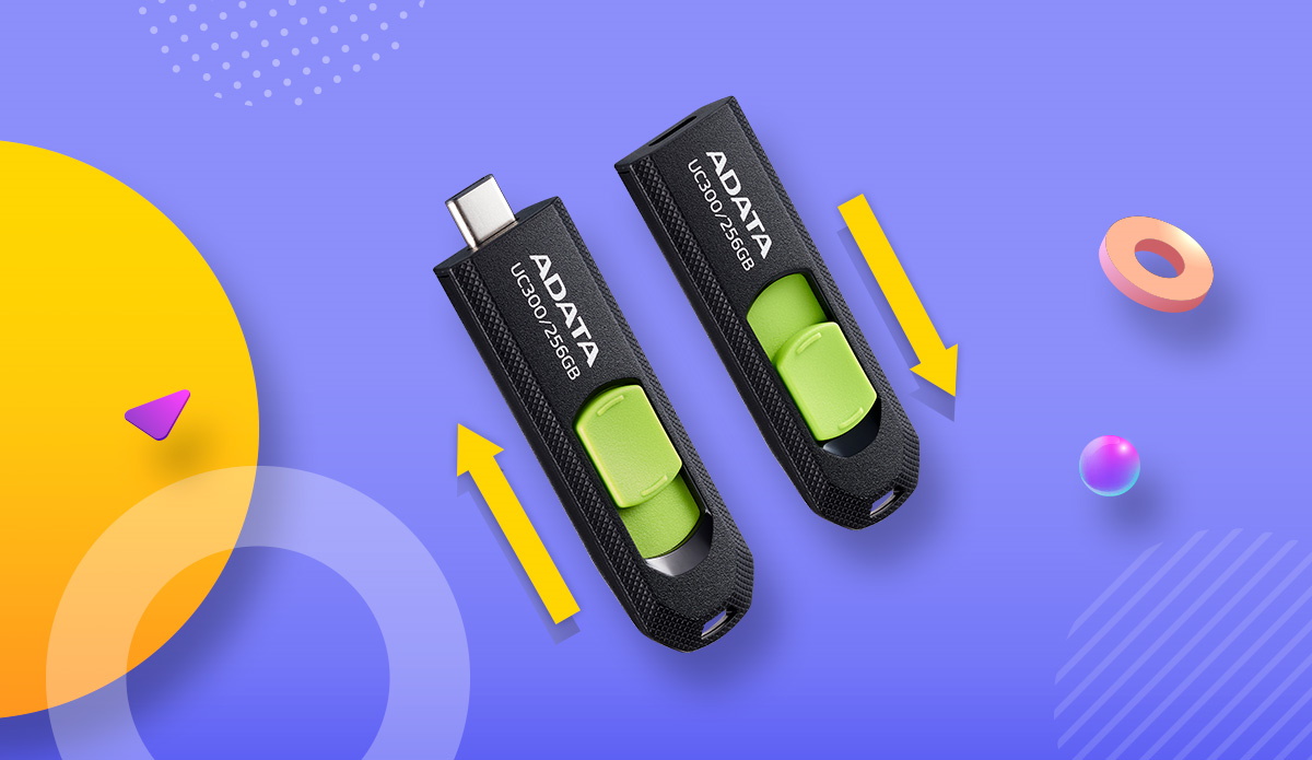 128GB AData USB3.2 UC300 TypeC USB Flash Drive Black/Green