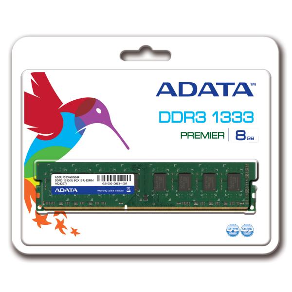 8GB AData DDR3 PC3-10666 1333MHz CL9 desktop memory module