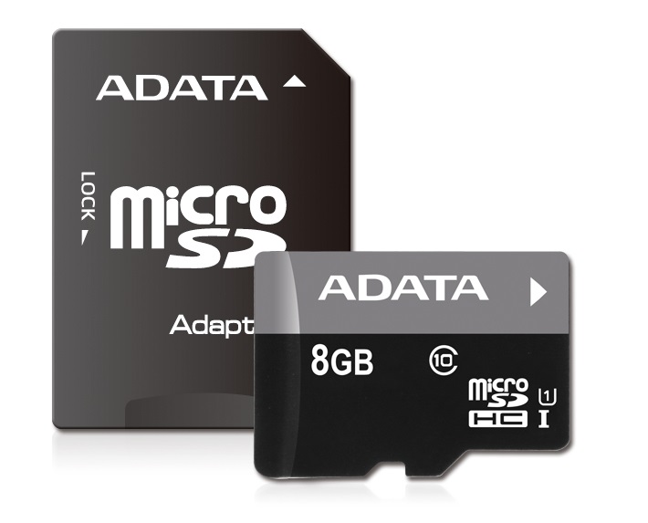 Adaptateur de w/SD 8GB A-Data Turbo microSDHC carte de mémoire CL10 UHS-1 