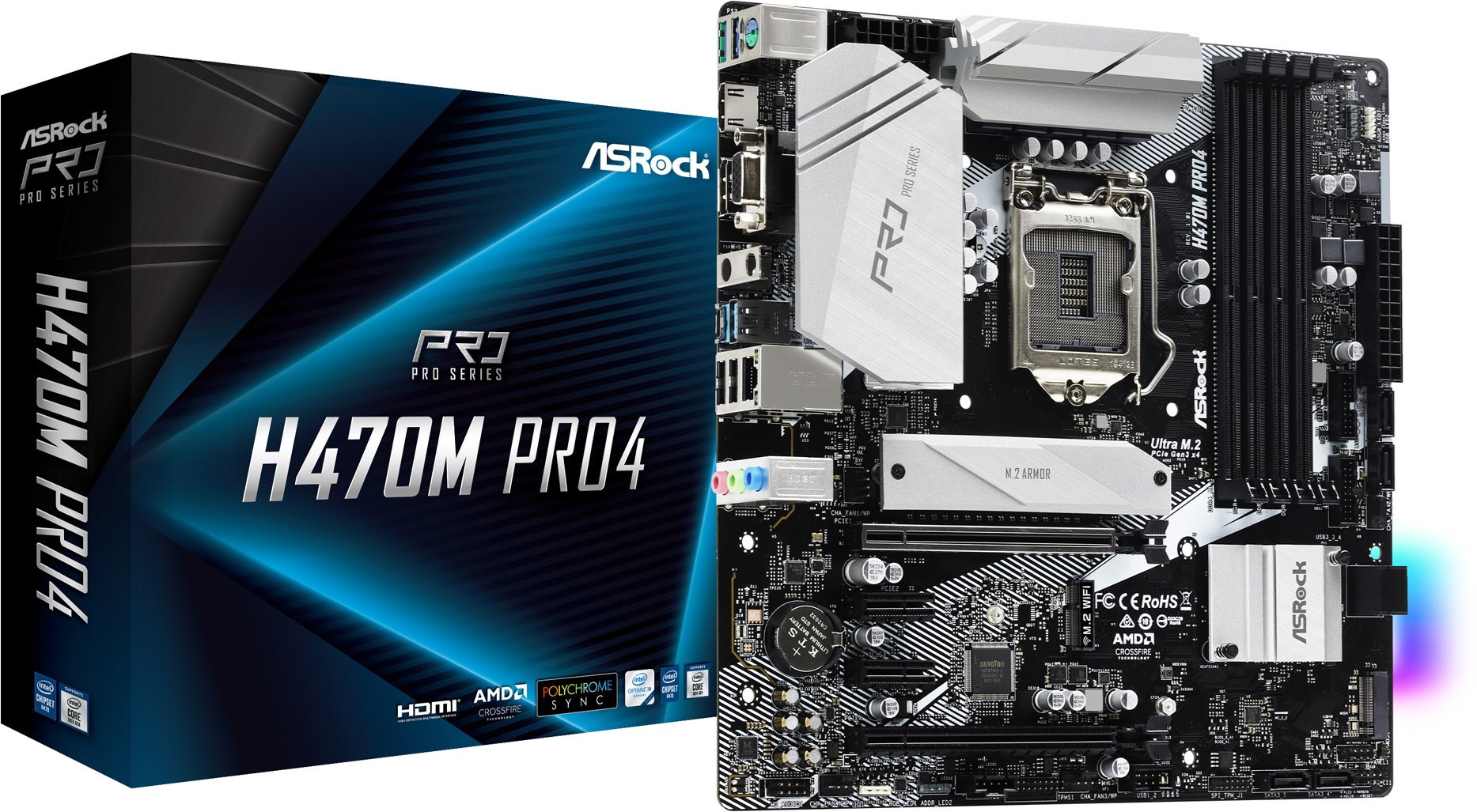 ASRock Intel H470M Pro4 LGA 1200 Micro ATX DDR4-SDRAM Motherboard