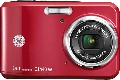 GE C1440W 14.1 Megapixel Red Digital Camera, 4X Optical Zoom, 2.7 