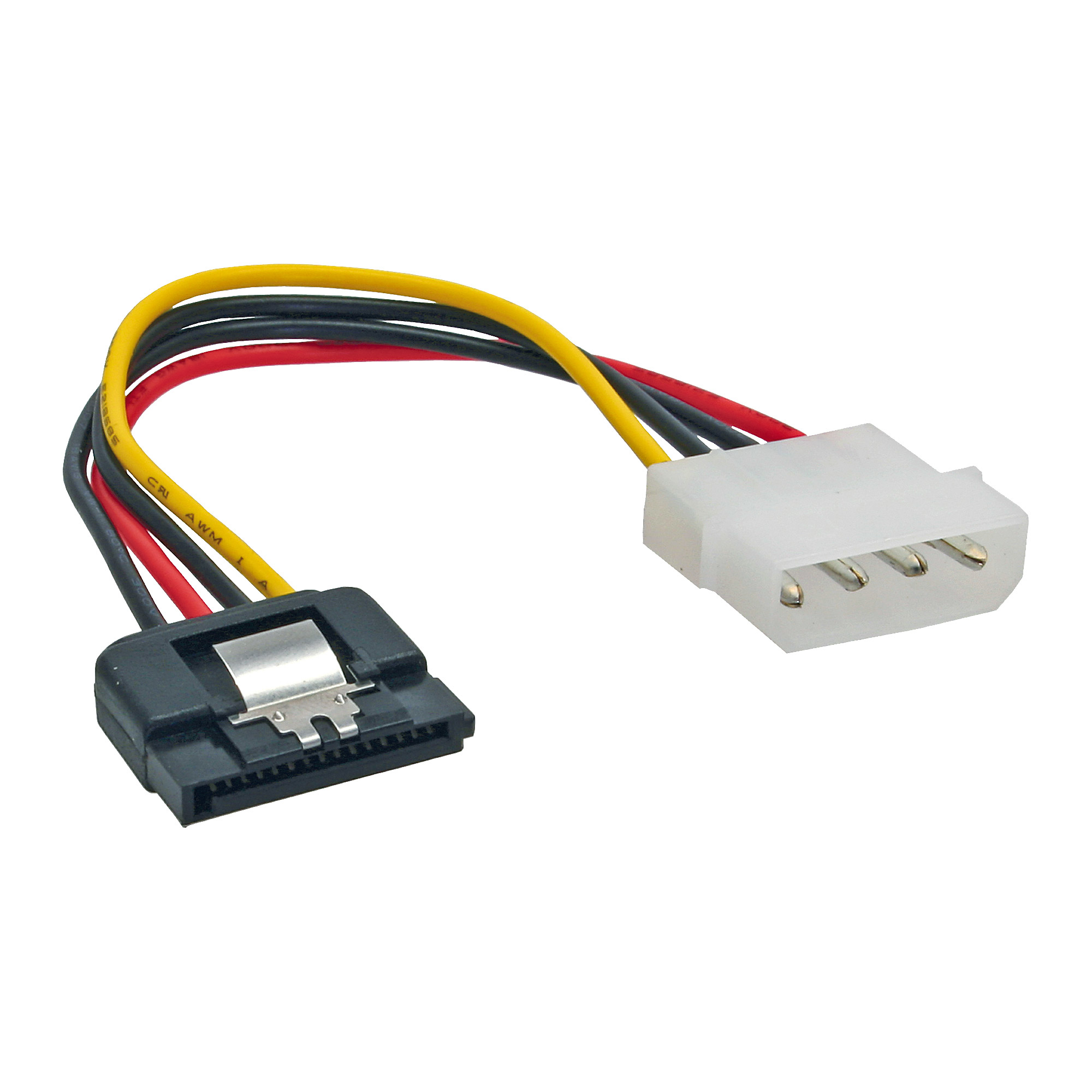 Mini Sata Power InLine SATA Power Adapter Cable 4pin Molex / 15pin SATA with latch 0.15m