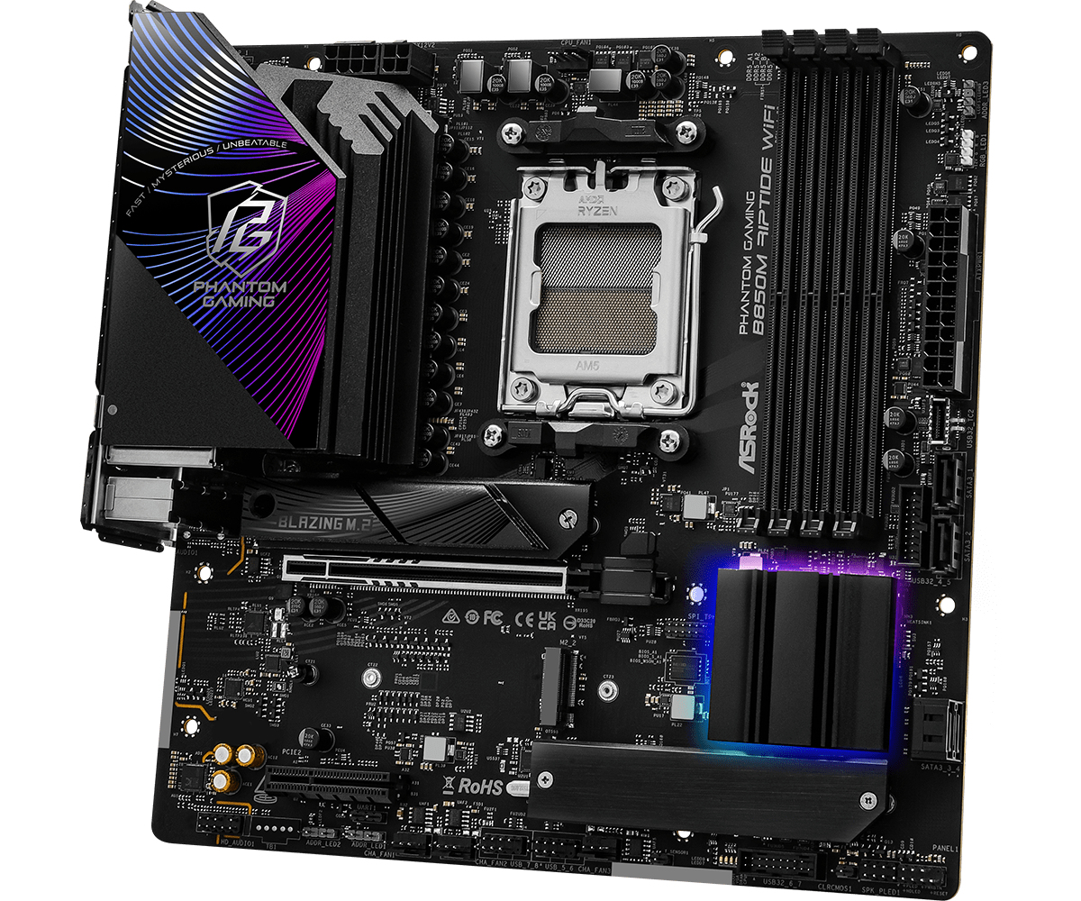 Asrock Phantom Gaming B850M Riptide WiFi AMD B850 Socket AM5 micro ATX