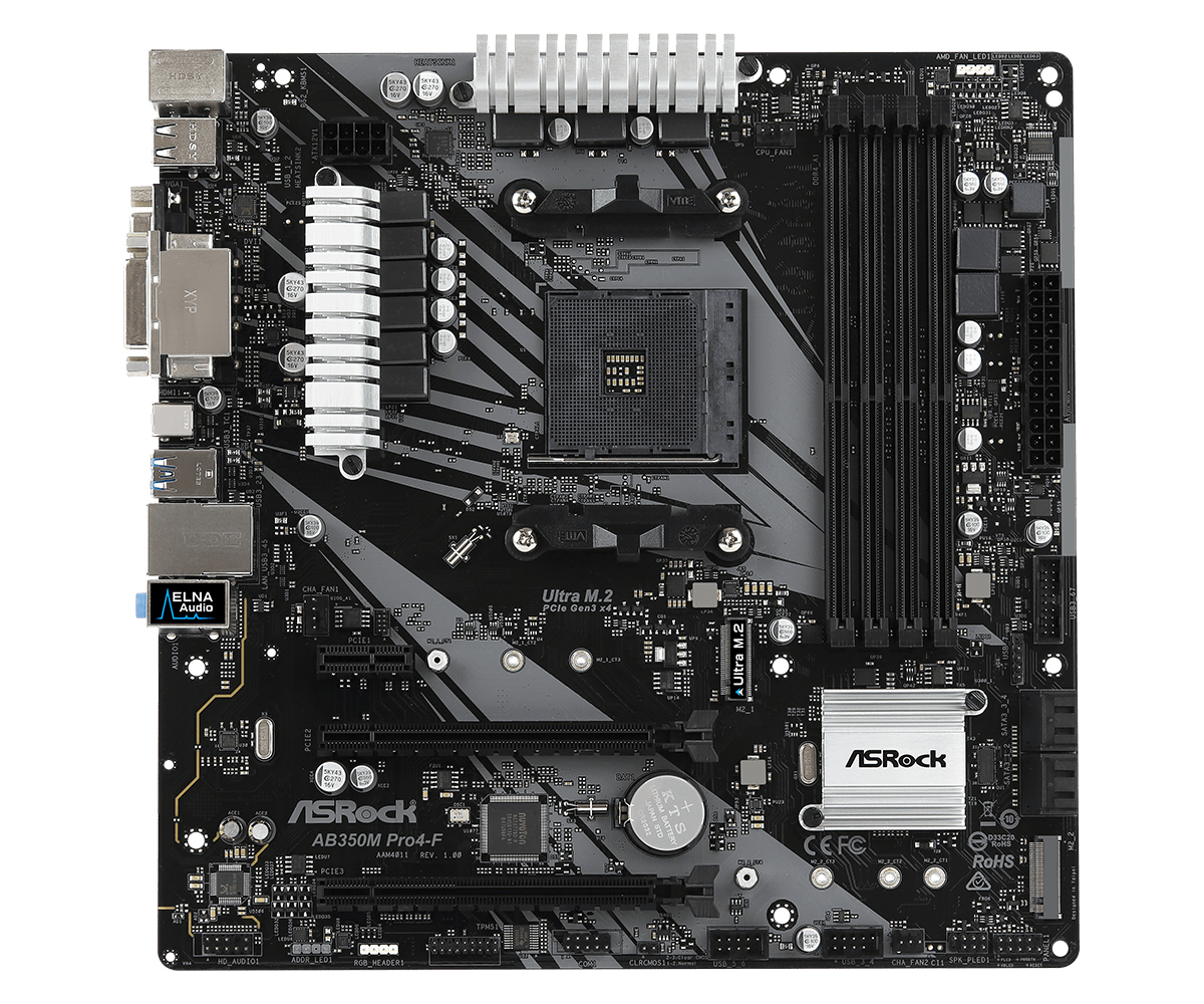 Asrock AB350M PRO4-F Socket AM4 Micro ATX Motherboard