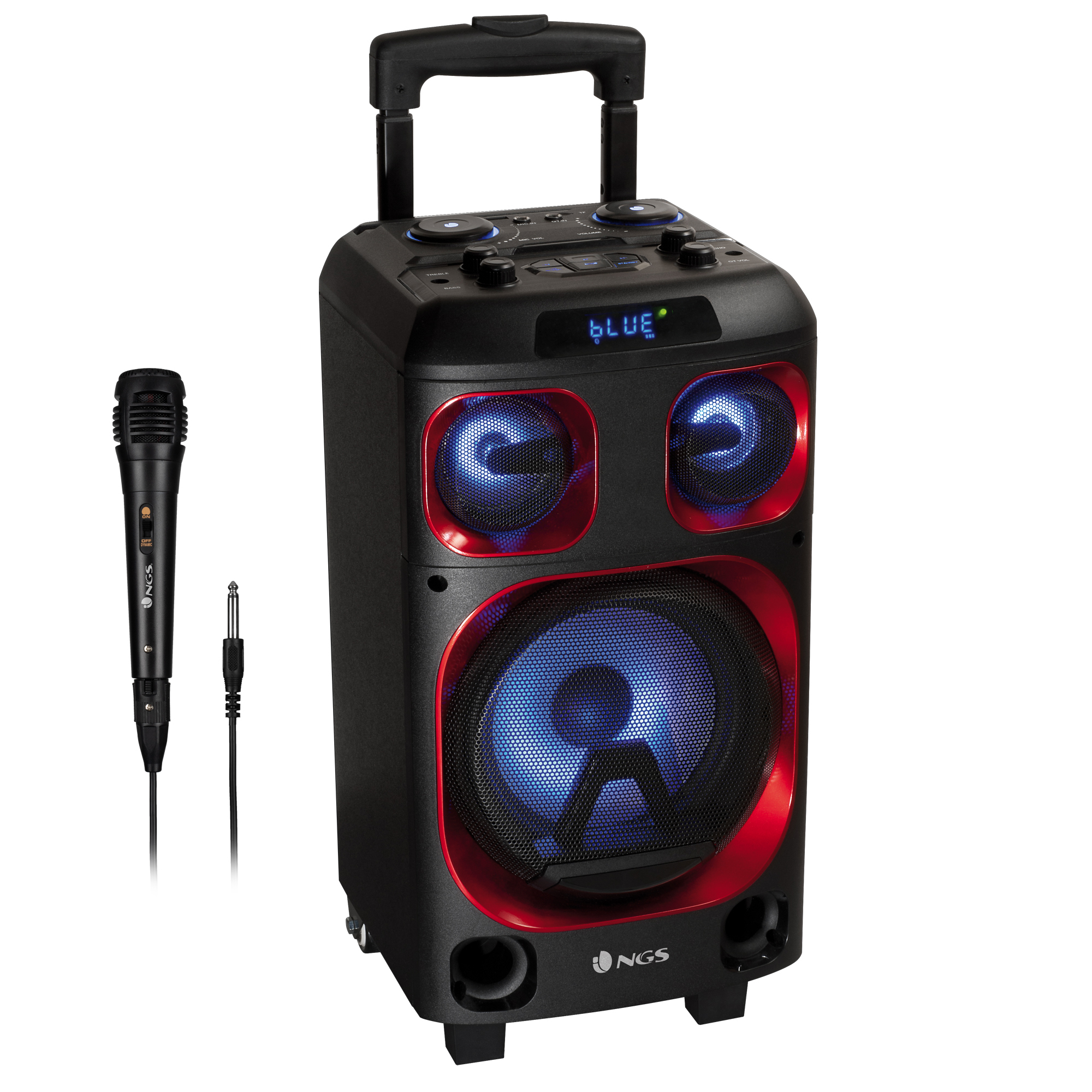 Wireless Rechargeable 8 Inch 2-Way Portable Speaker with Wired Mic and LED Light 