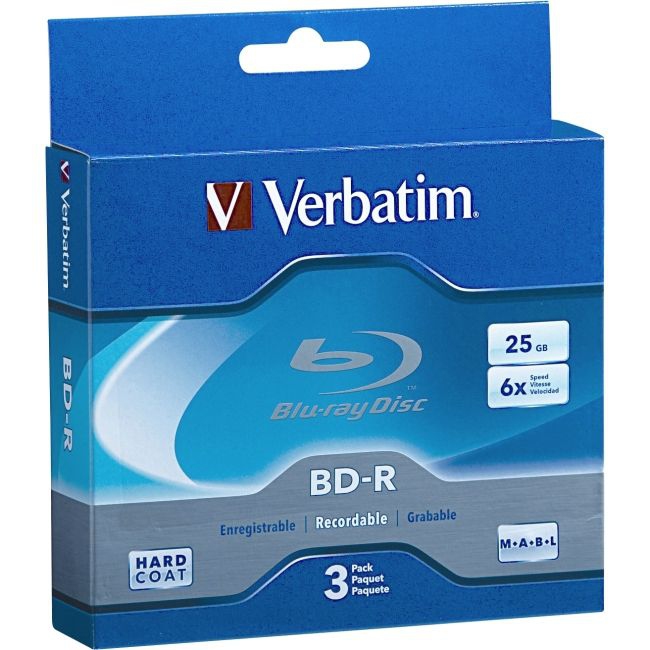Verbatim BD-R 25GB 6X Blu-ray Recordable Media Disc - 10 Pack Spindle