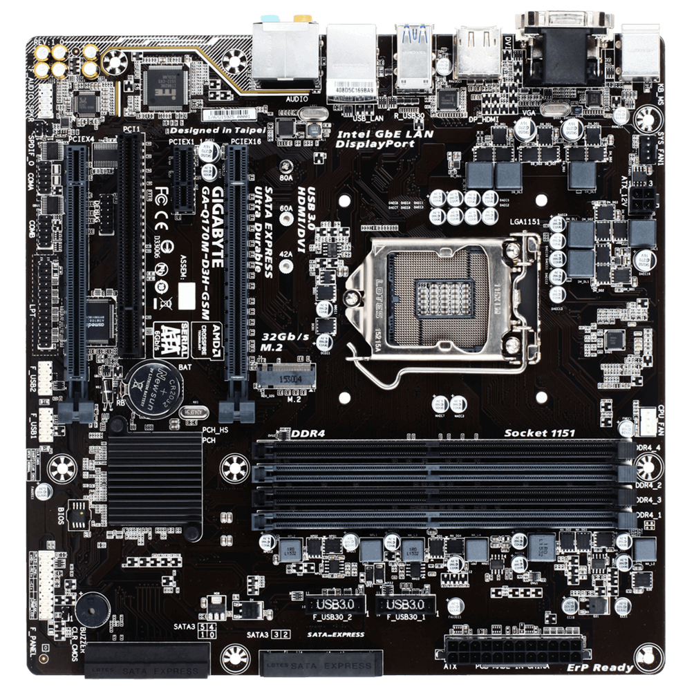 Gigabyte GAQ170MD3HGSM PCI Express SATA Micro ATX Motherboard