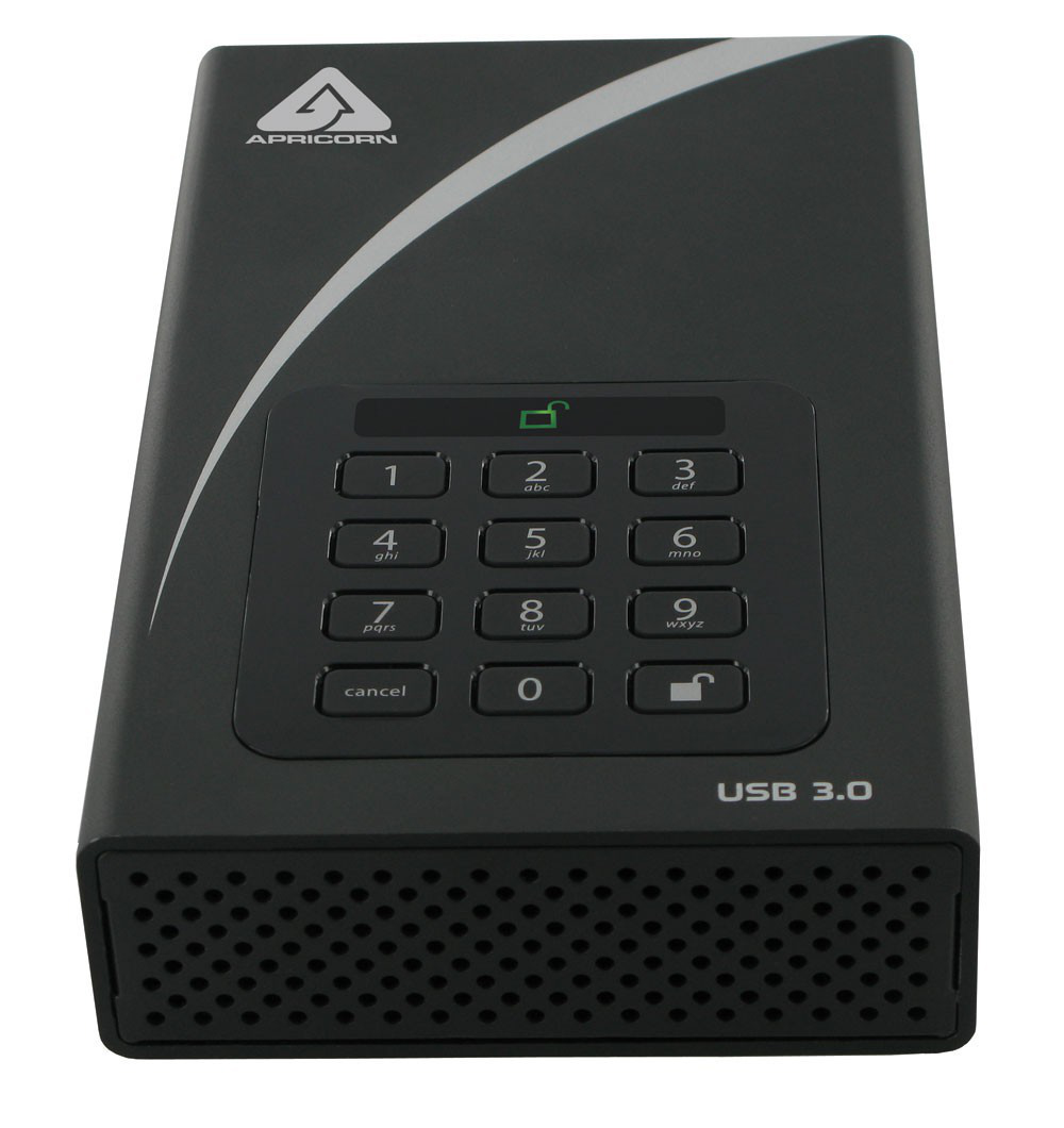 Padlock Drive 3TB Apricorn Aegis Padlock External Hard Drive - Black