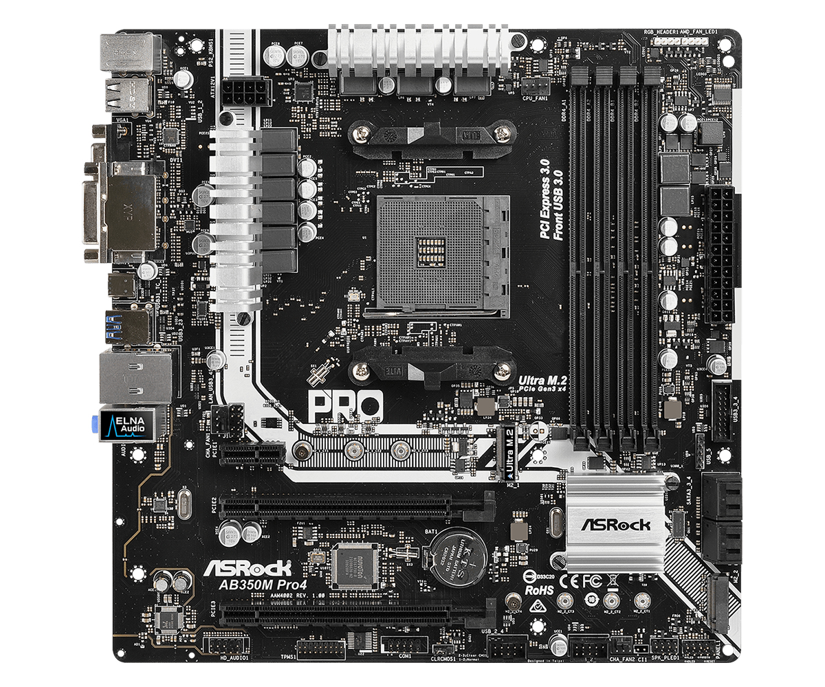Asrock AB350M Pro4 AM4 Ryzen Micro ATX DDR4-SDRAM Motherboard