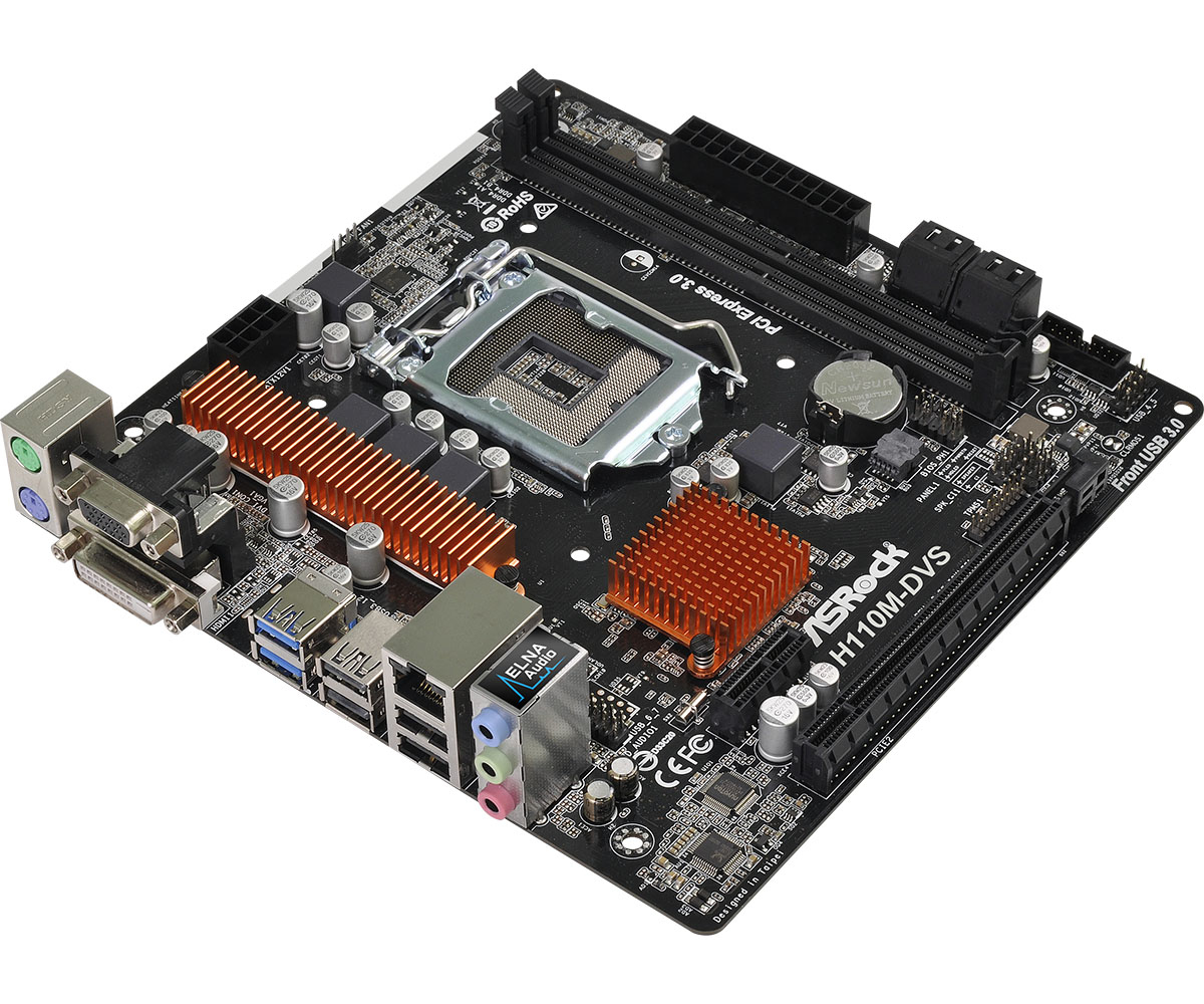 ASRock H110M-DVS R3.0 Motherboard Intel H110 Socket LGA 1151 DDR4 DIMM Micro Atx 