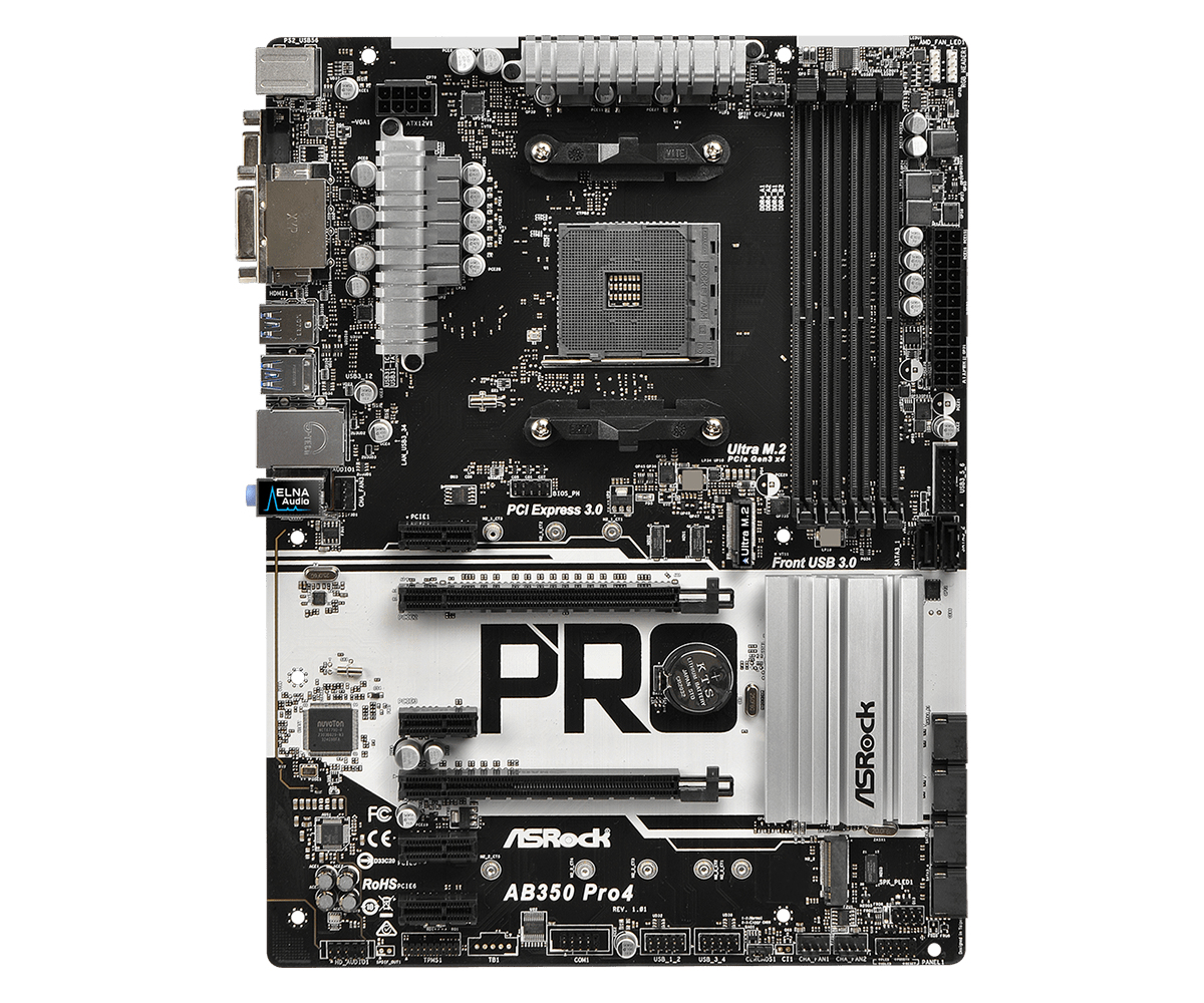 Asrock AB350 Pro4 AMD Socket AM4 Ryzen ATX DDR4-SDRAM Motherboard