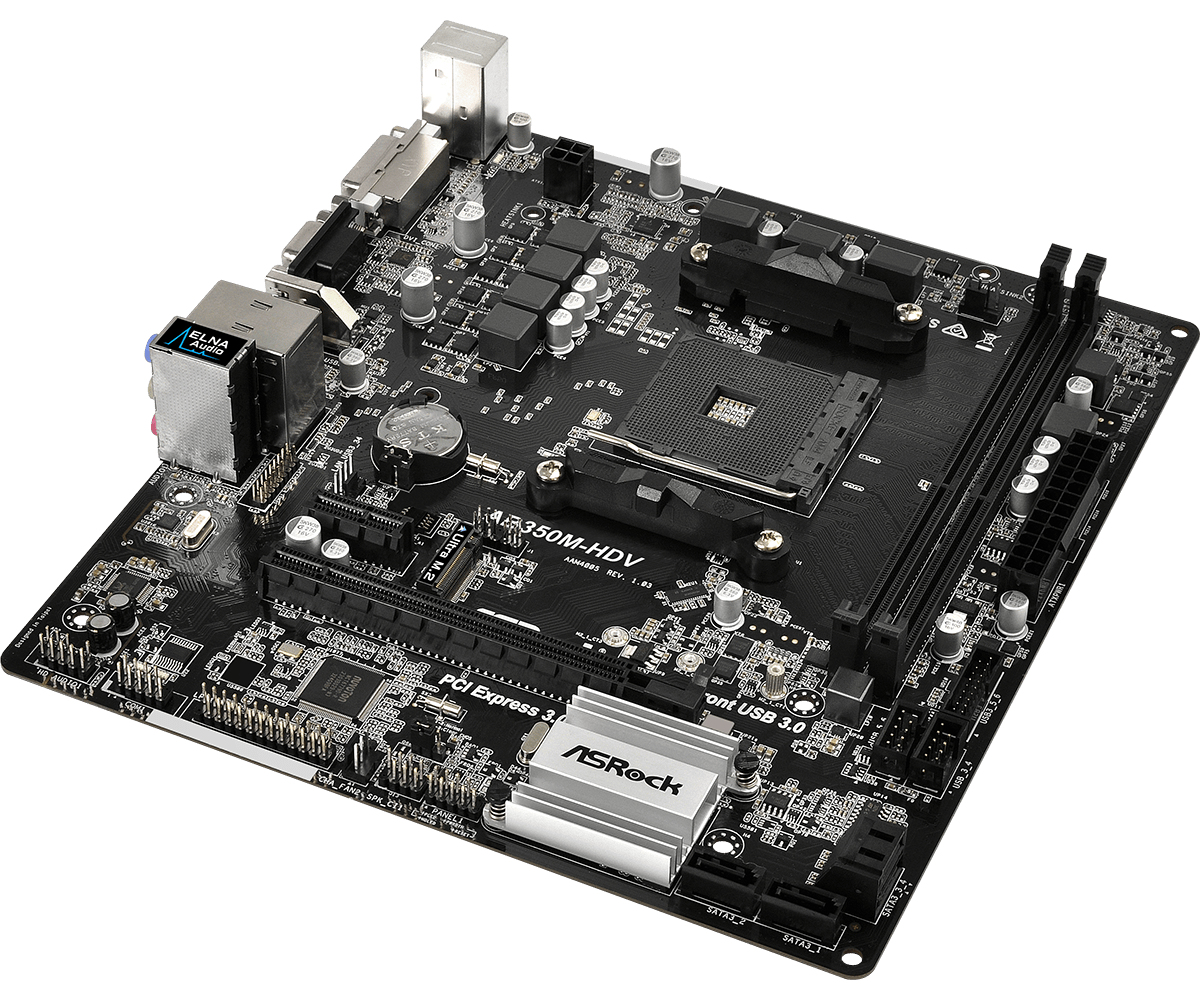 Asrock AB350M-HDV R4.0 AMD B350 AM4 Ryzen Micro ATX DDR4-SDRAM