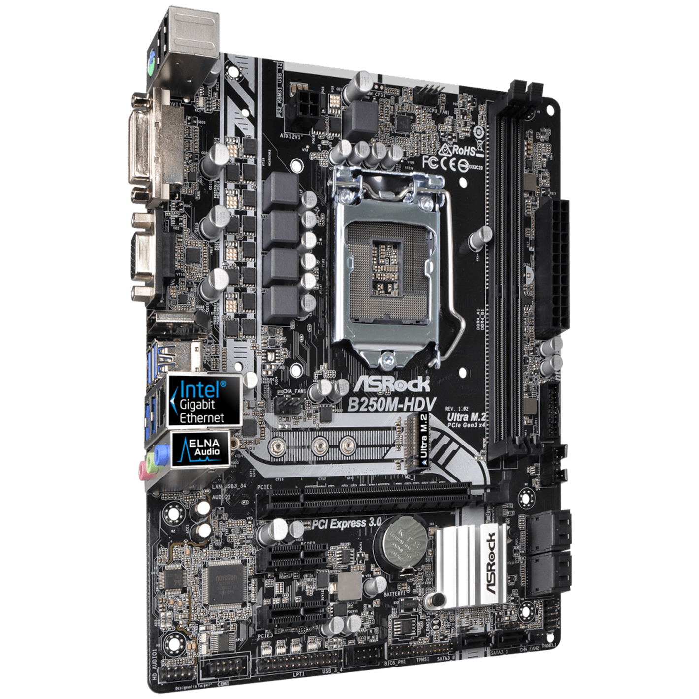 Asrock B250M-HDV Intel B250 Micro ATX DDR4-SDRAM Motherboard