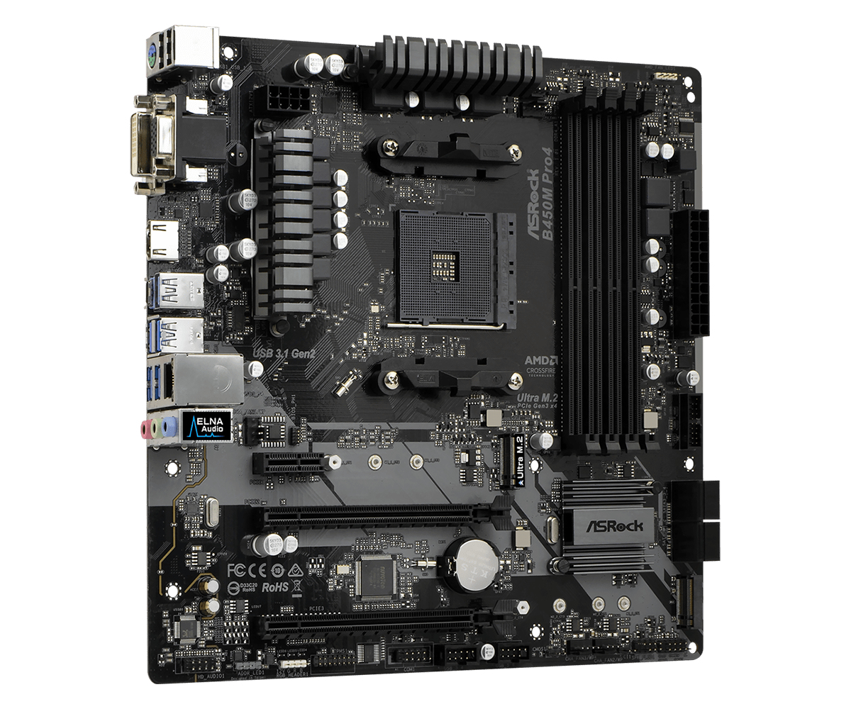 Asrock B450M PRO4 AMD B450 AM4 Micro ATX DDR4-SDRAM Motherboard