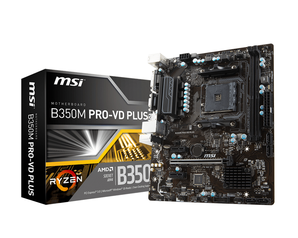 MSI B350M PRO-VD PLUS AMD AM4 DDR4-SDRAM Micro ATX Motherboard
