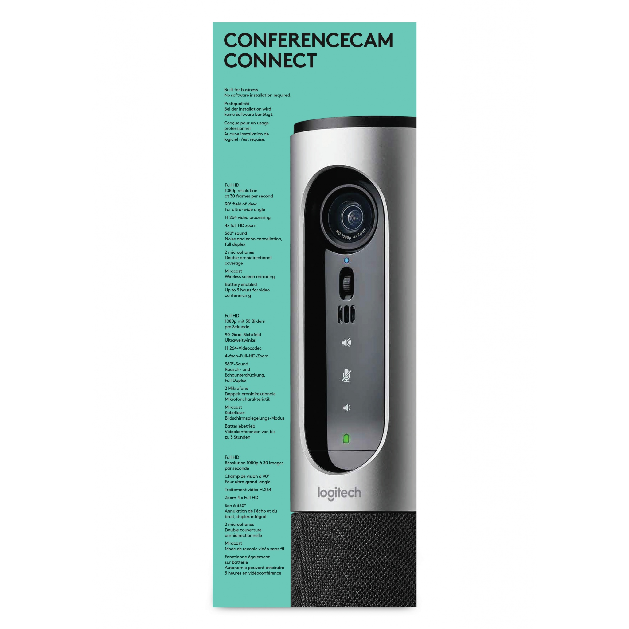 Logitech Conference Cam Connect 1920 x 1080 Webcam Black, Silver