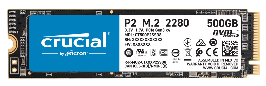 500GB Crucial P2 M.2 2280 PCI Express 3.0 x 4 Internal Solid State