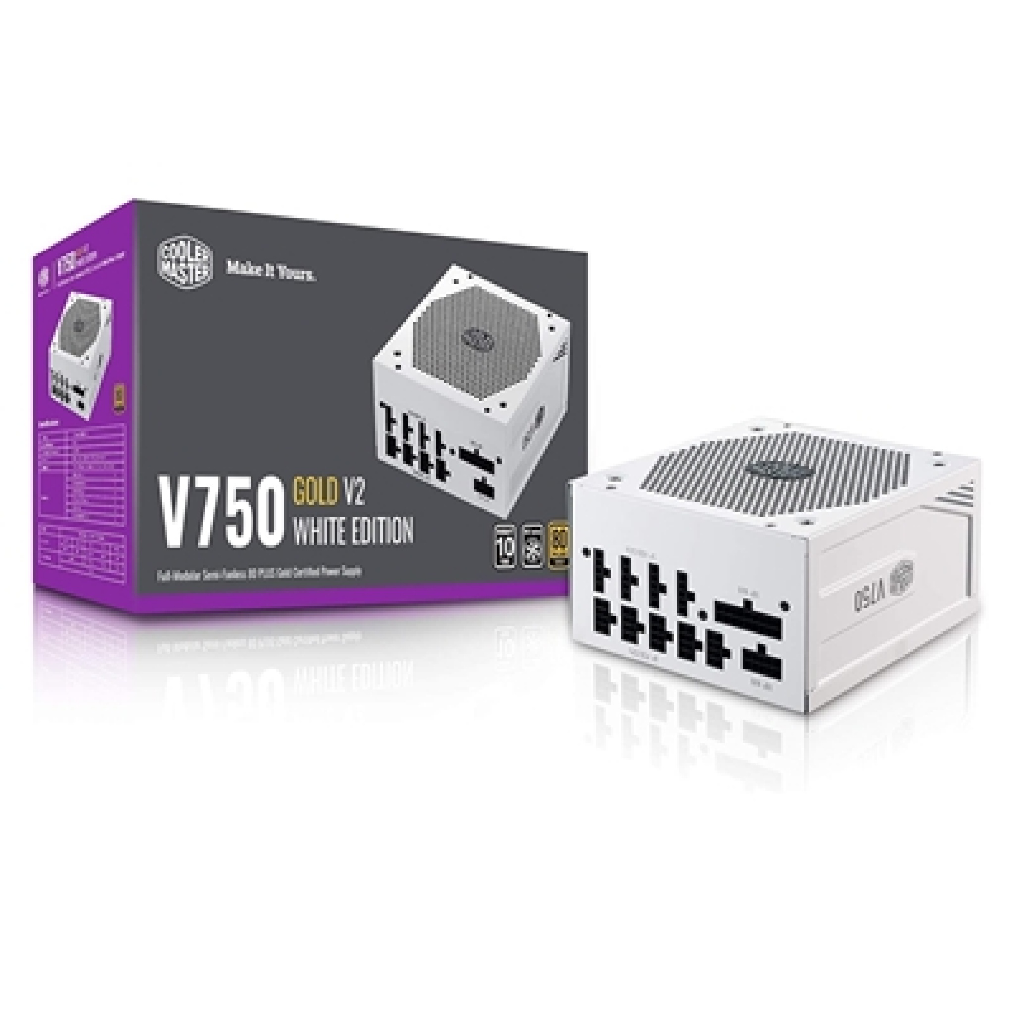 Cooler Master V750 Gold-V2 750W ATX Fully Modular Power Supply - White