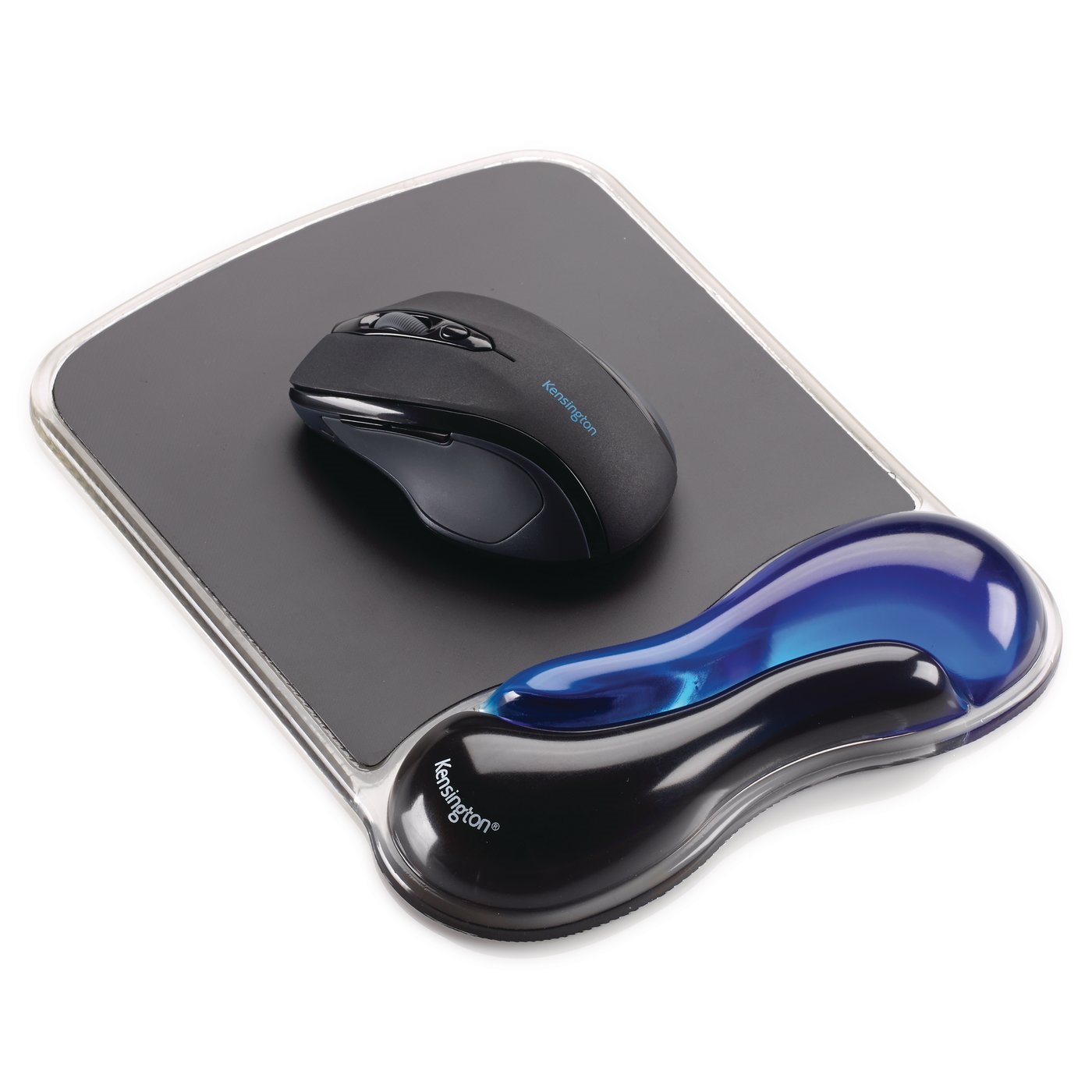 Kensington Duo Gel Wave Mouse Pad w/Wrist Rest Black, Blue