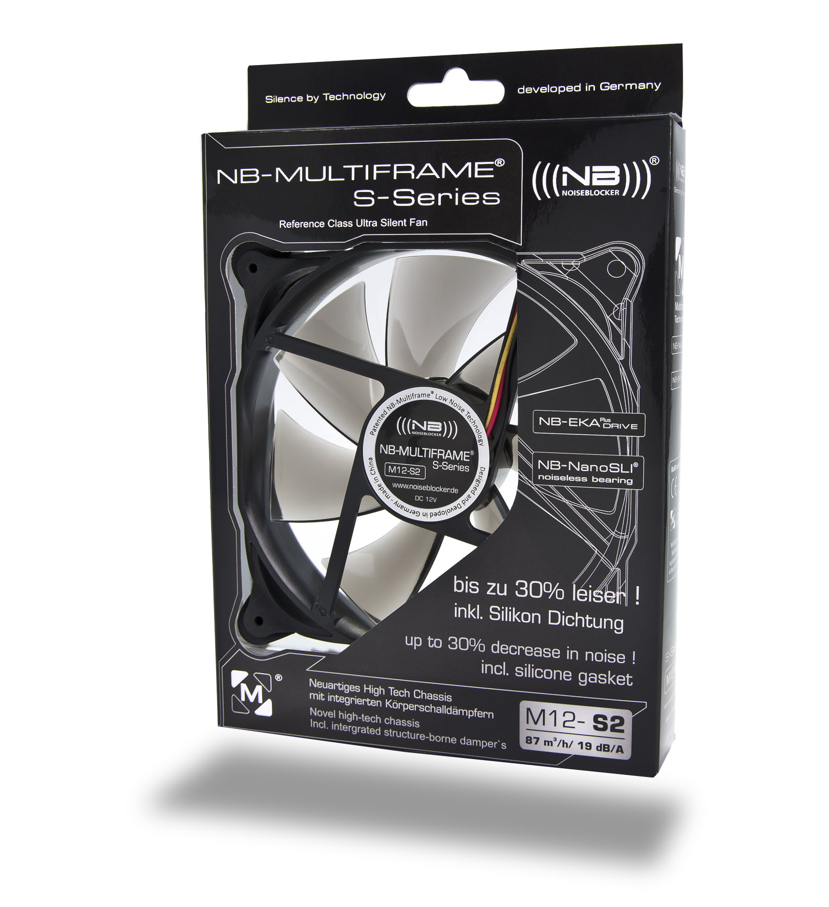 Noiseblocker Multiframe S-Series MF12-S2 – 120mm PC-Lüfter, Entkoppelte Silikon-Befestigung