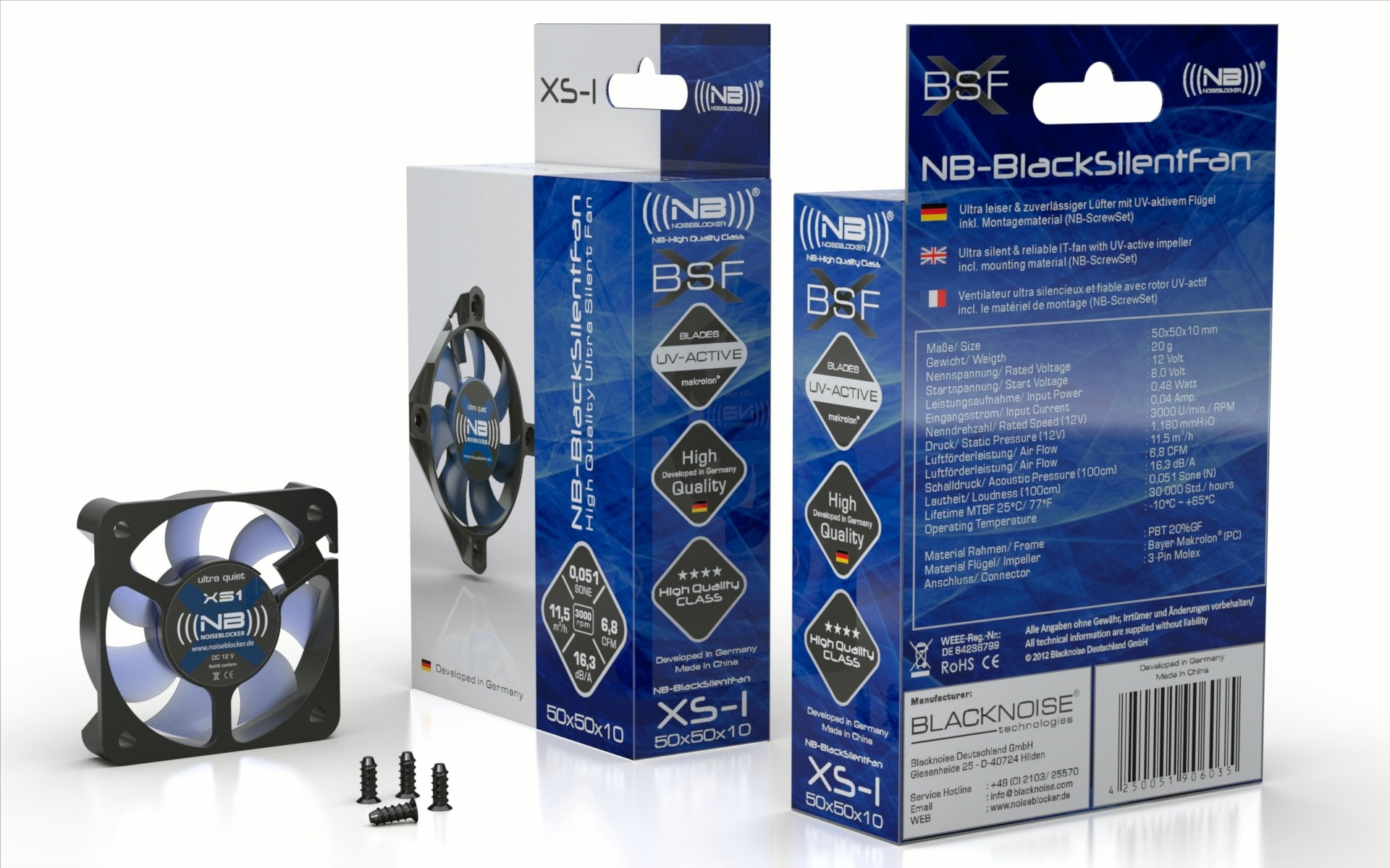 Noiseblocker PC Case Fan 80mm BlackSilent Fan X2 - Ventilateur PC 80mm Avec  Ailes Silencieuses - Le Volume Maximum est Seulement 16dB (A) et le Débit  d'air de 45 m³/h : 