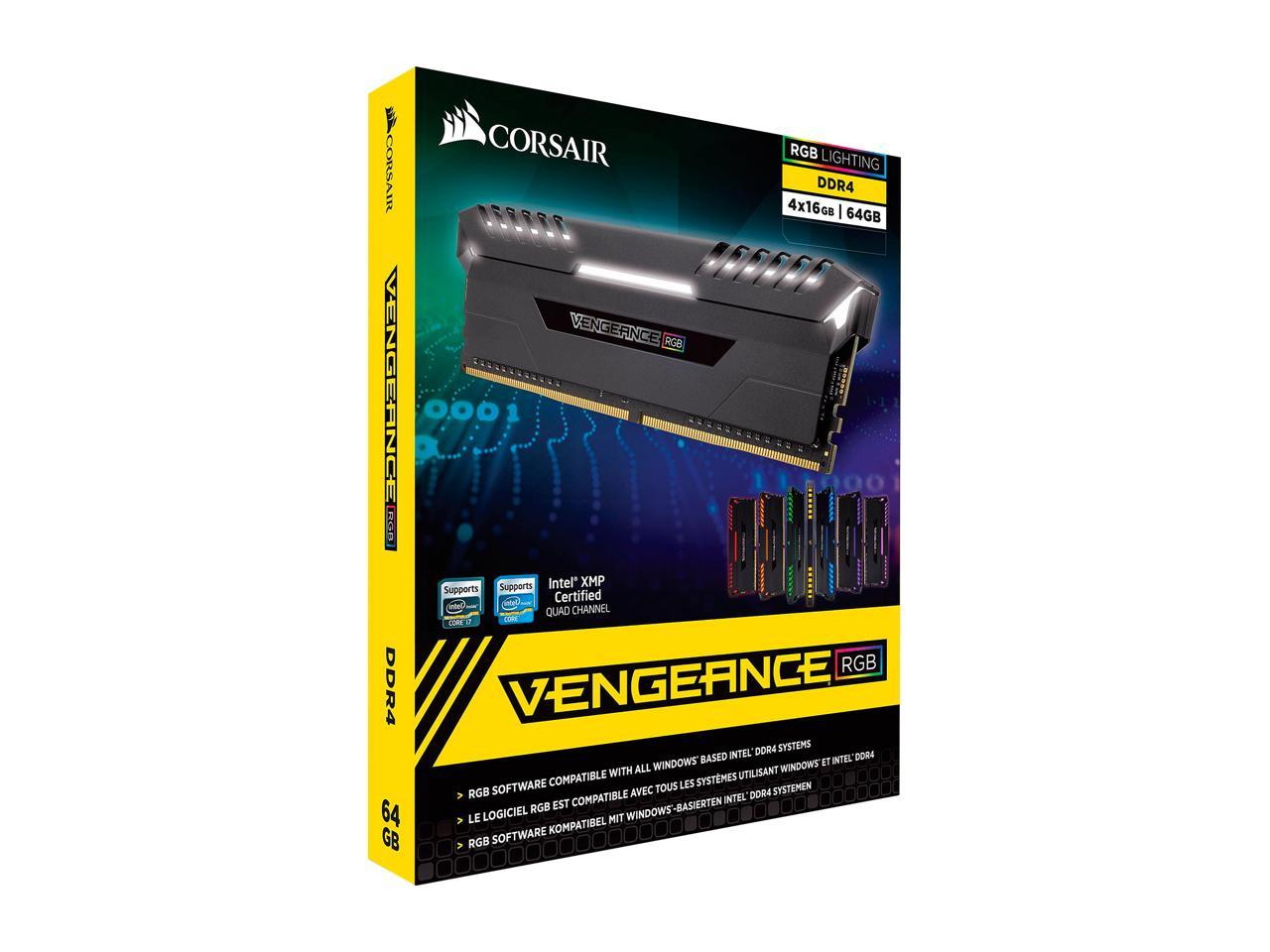 64GB Corsair Vengeance RGB DDR4 3333MHz CL16 Quad Channel Kit (4x