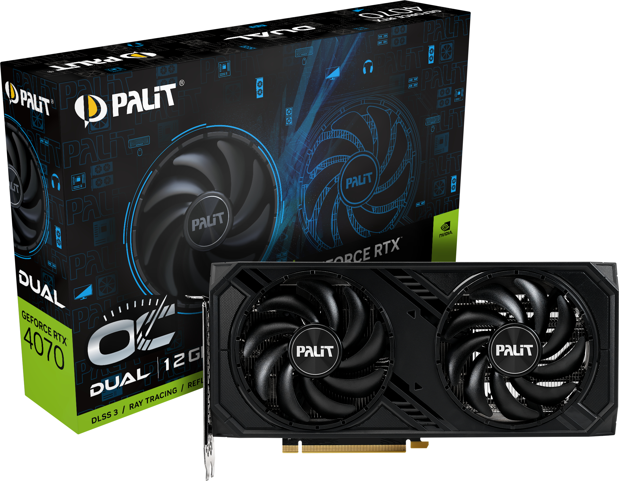 Palit GeForce RTX 4070 Dual OC GDDR6X Dual Fan Graphics Card - 12GB