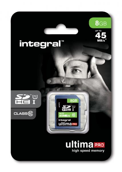 Integral SDHC 8GB Class 10 ULTIMAPRO UHS-1 class 1 Speicherkarte bis zu 80 MB/s Transfergeschwindigkeit 
