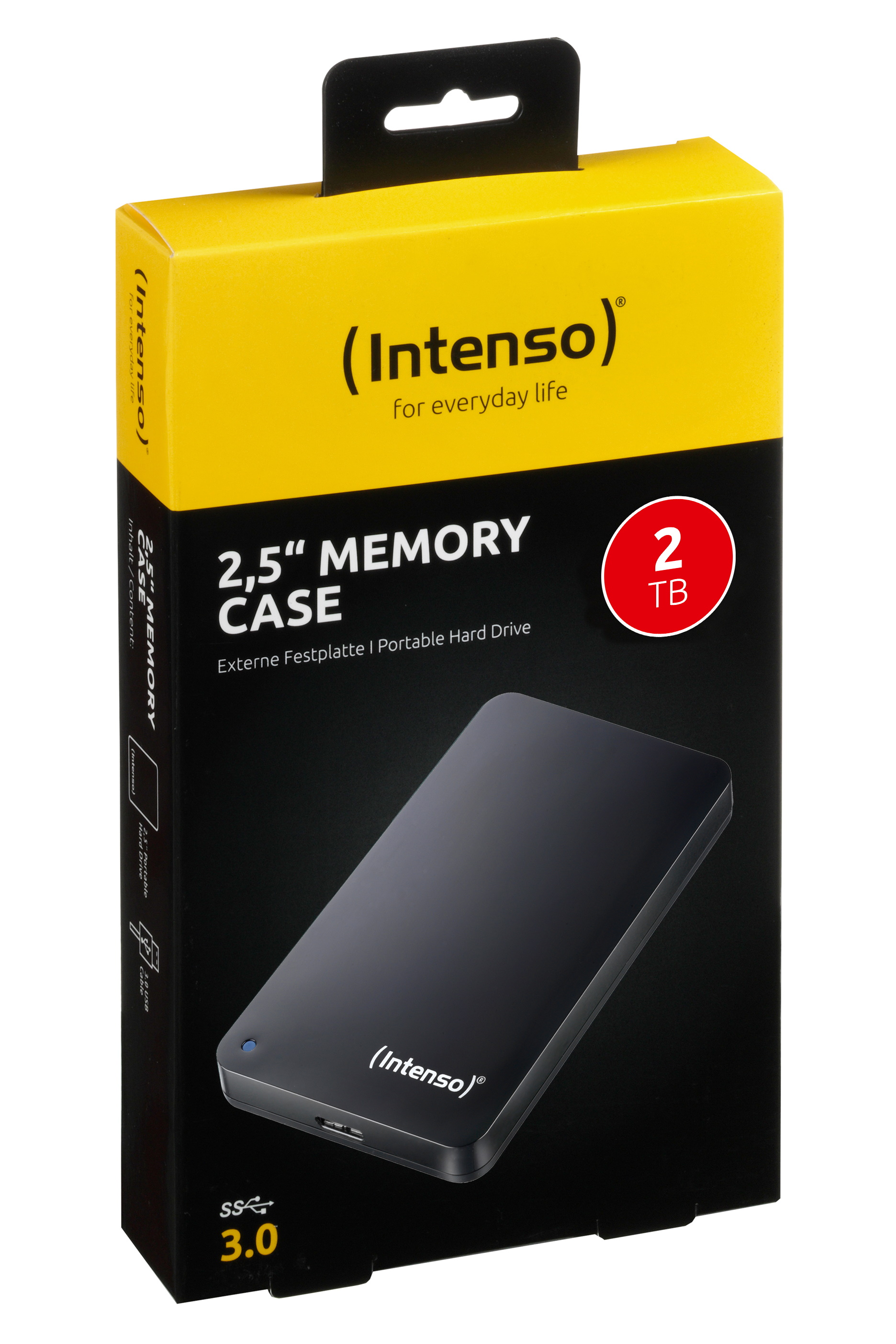 2TB Intenso USB3.0 Portable Hard Drive 2.5-inch Memory Case - Black