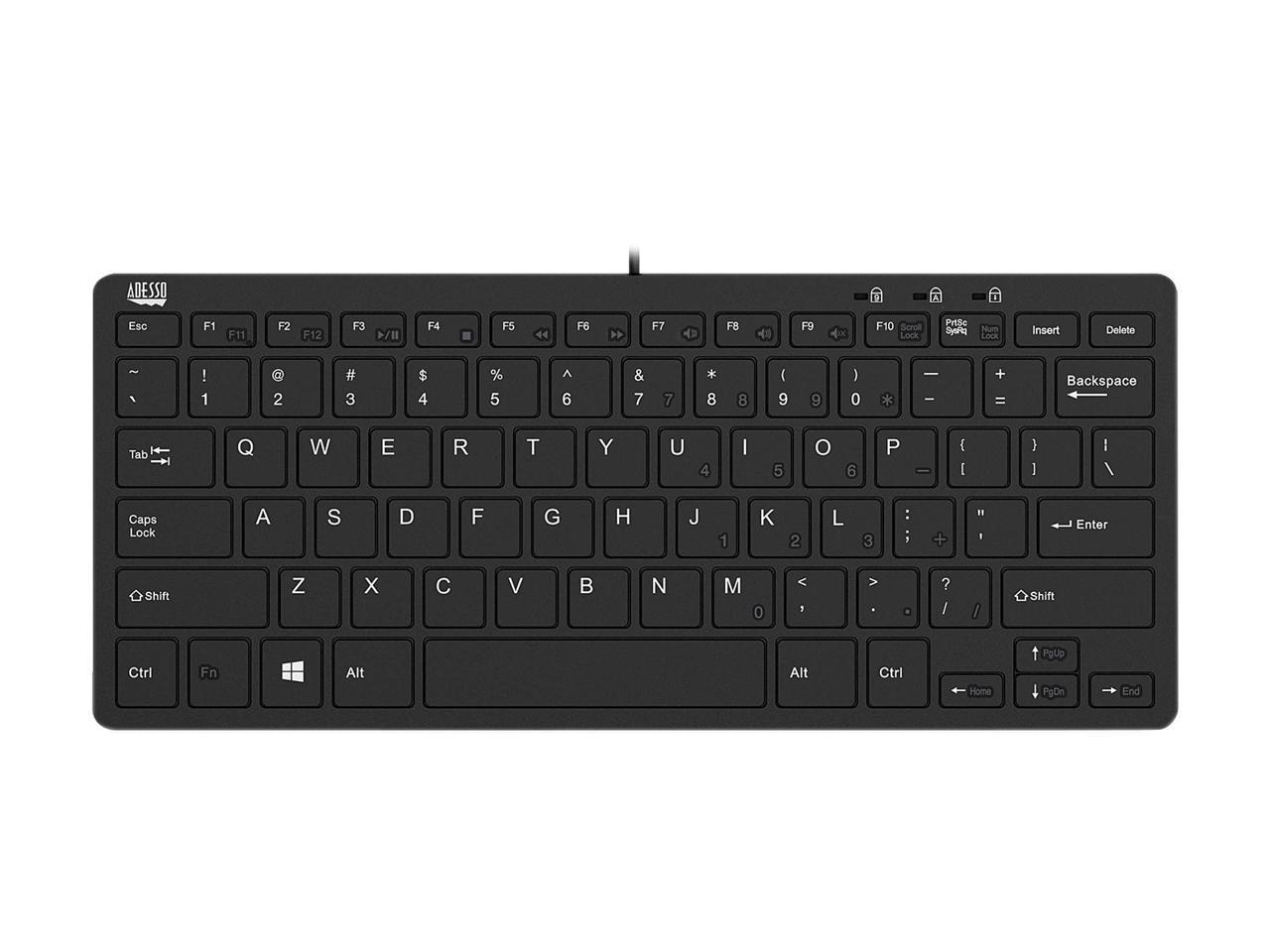 Nominaal Luidspreker in verlegenheid gebracht Adesso USB QWERTY Black Mini Keyboard - US English Layout