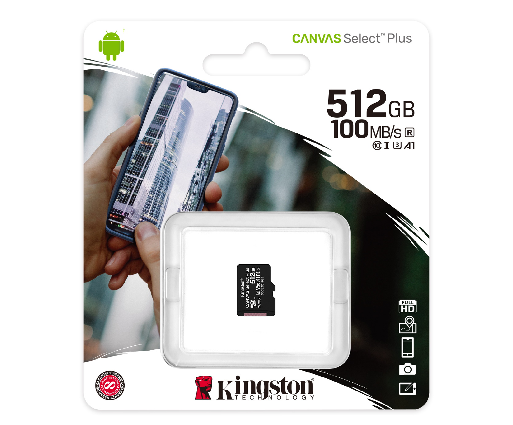 512GB Kingston Canvas Select Plus microSDXC CL10 UHS-1 U3 V30 A1