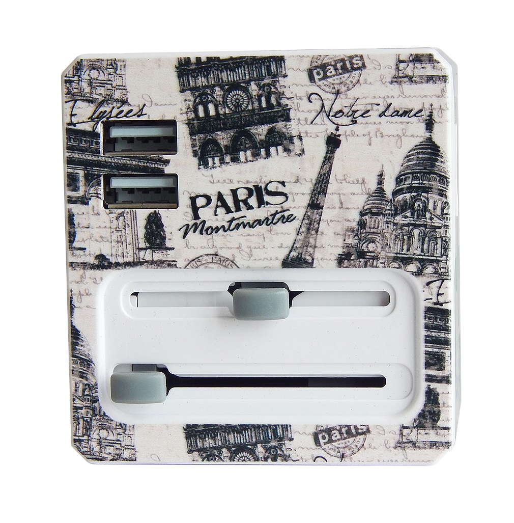 Retro Series Worldwide Travel Power Adapter with 2 USB ports (5V / 2.1A