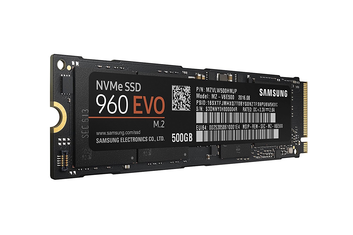 500GB Samsung 960 EVO PCIe NVMe Internal Solid State SSD