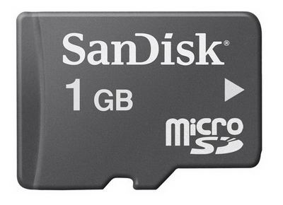 1GB Sandisk microSD memory card w/SD adapter
