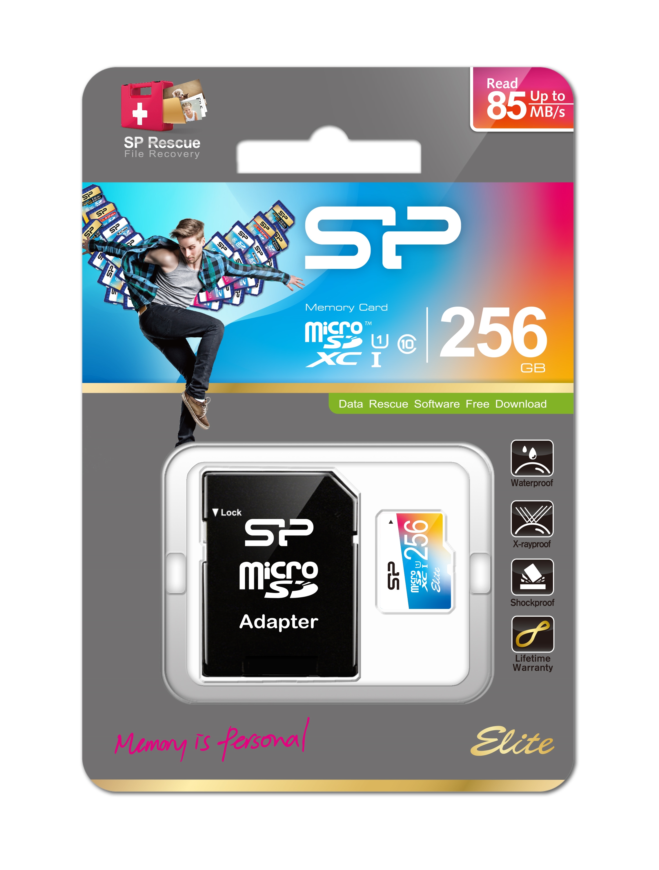 256GB Silicon Power Elite microSDXC CL10 UHS-1 85MB/sec Colorful Memory Card  With Adapter