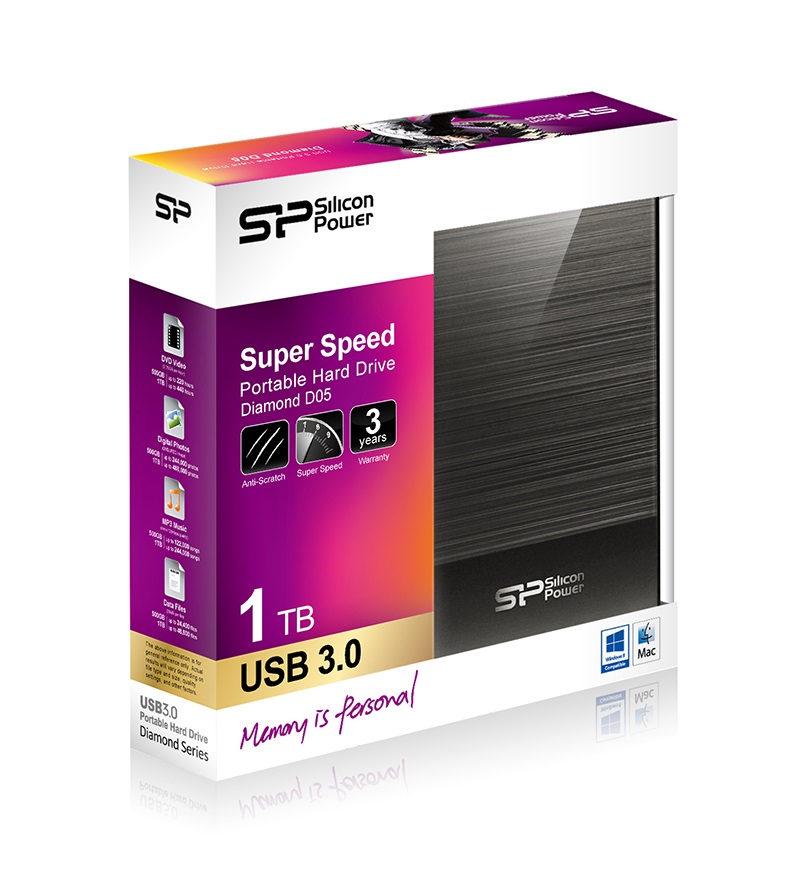 新品未使用　Silicon Power Diamond D05 1TB HDD 1TB Silicon Power Diamond D05 USB3.0 Portable Hard Drive Iron Grey