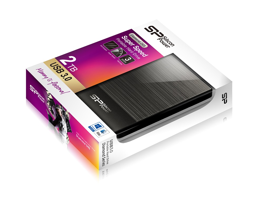 2TB Silicon Power Diamond D05 USB3.0 Portable Hard Drive Iron Grey