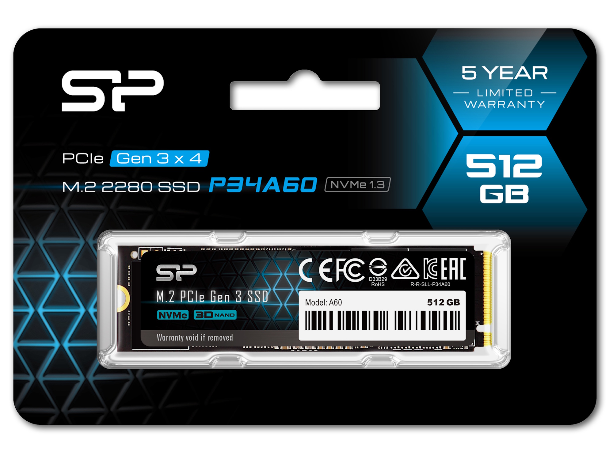 512GB Silicon Power P34A60 NVMe M.2 PCIe Gen3x4 2280 SSD Solid