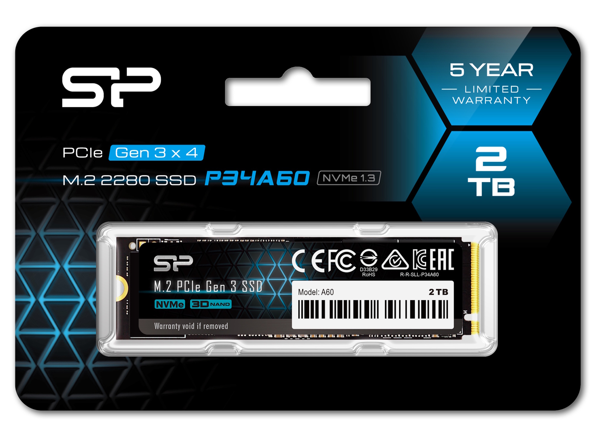 2TB Silicon Power P34A60 NVMe M.2 PCIe Gen3x4 2280 SSD Solid State
